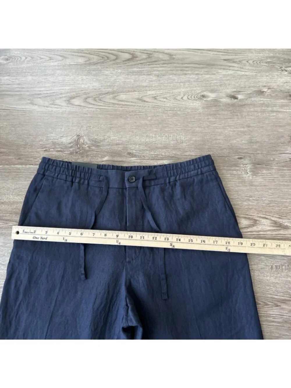 J Lindeberg Sasha Drape Linen Pants Mens 32x30 Navy Elastic Waist Slim Fit NWT